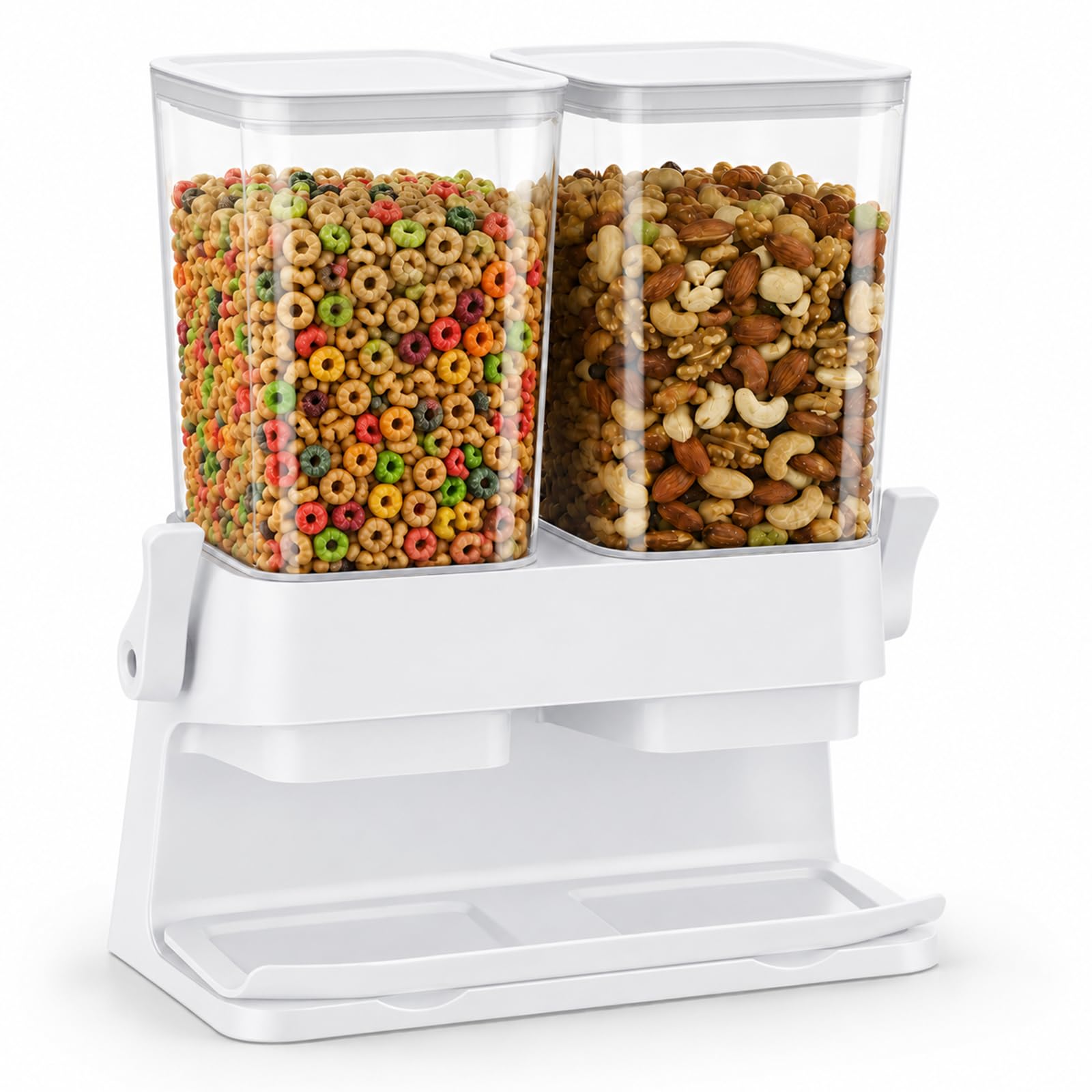Double Distributeur de Céréales 3L, Distributeur Cereales Petit Dejeuner(Blanc)