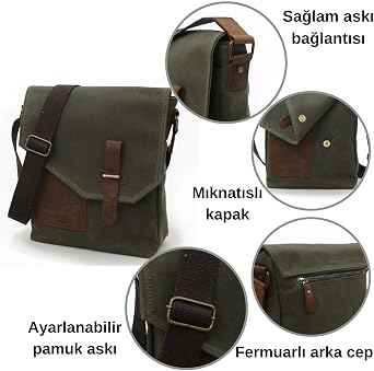 Cappadocia Genuine Leather Waterproof Postman Shoulder Bag Waxed Canvas Laptop Casual Bag