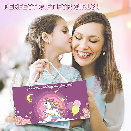 Vista 7 de Redtwo Kit de 200 pulseras con dijes, suministros de fabricación de joyas de amistad, unicorniosirenaregalos de cumpleaños, juguetes
