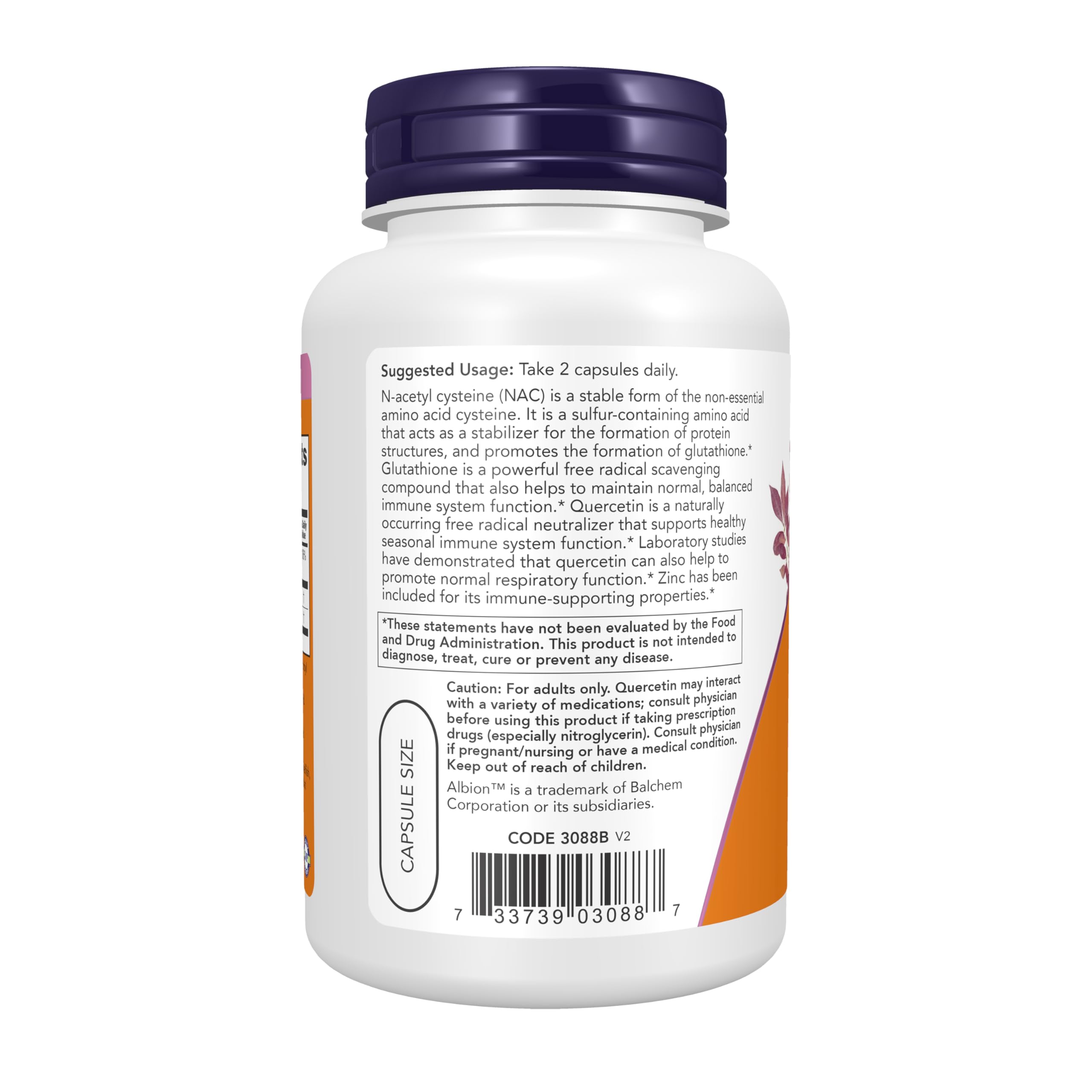 Now Supplements, NAC Quercetin and Zinc, Respiratory Support*, 90 Veg Caps — Amazon image 3