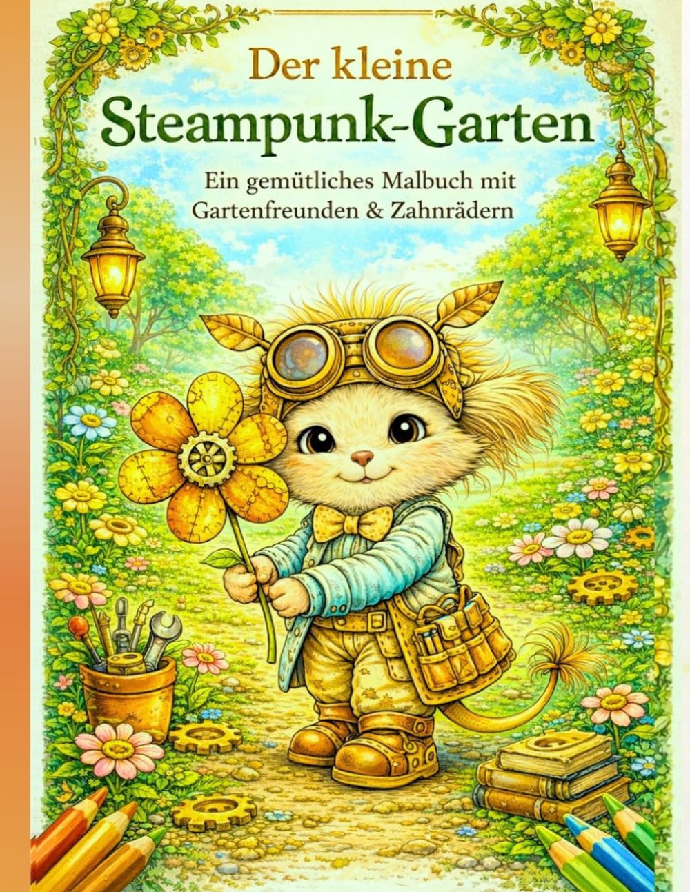 Der kleine Steampunk-Garten: Ein gemütliches Malbuch mit fantasievollen Gartenfreunden, sanften Zahnrädern und entspannendem Steampunk-Charme