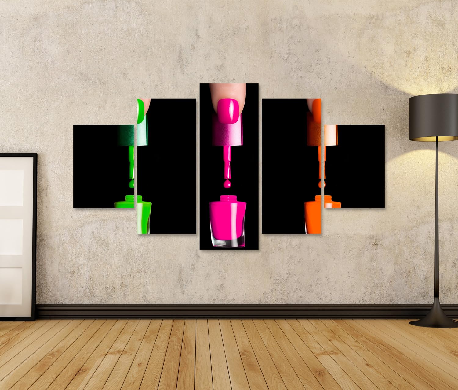 islandburner Bild auf Leinwand Lebendige Nagellack-Kunst Wandbild für moderne Räume Für Stilbewusste - 5-teilig