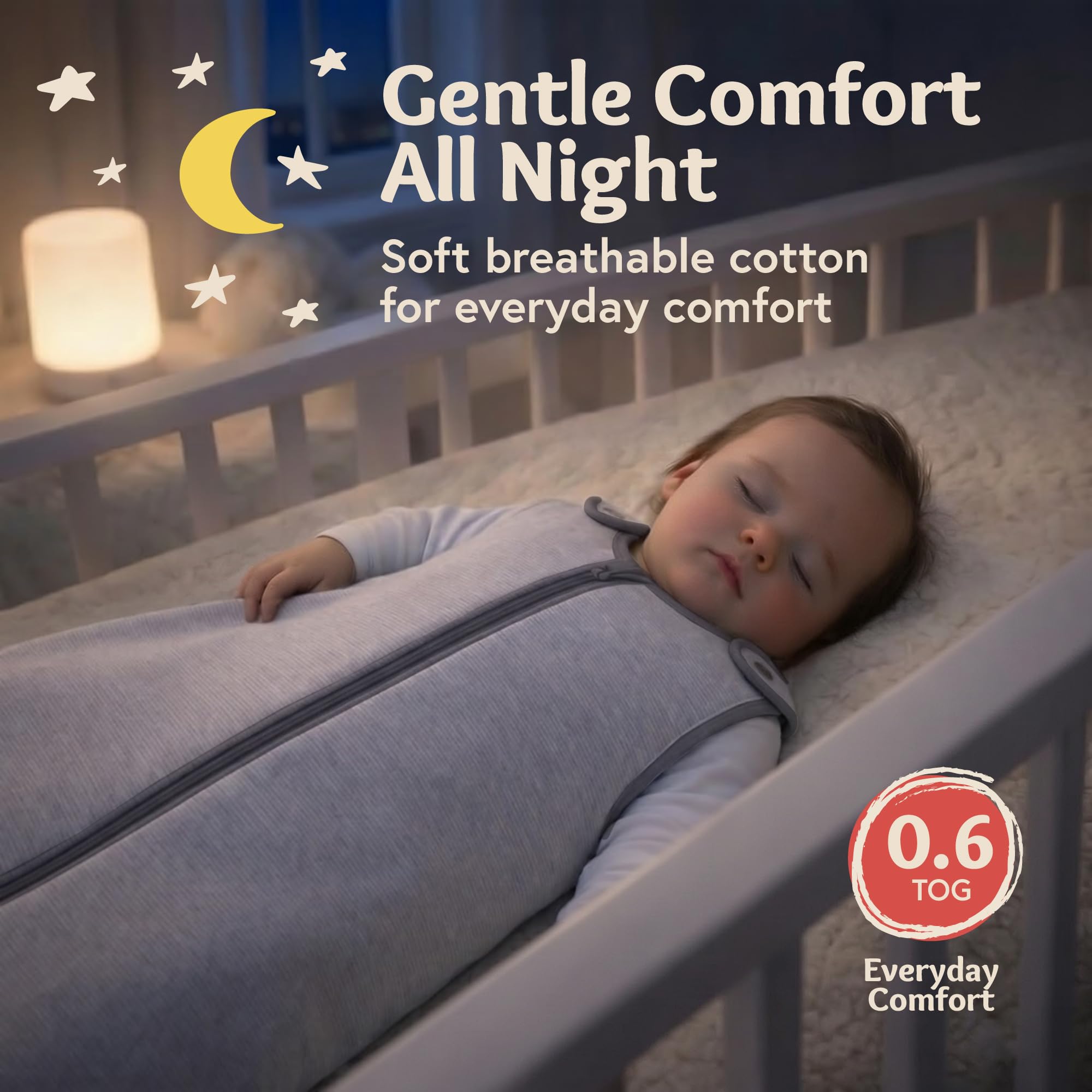 Nido de bebé Deedee Sleep Lite bebé Saco de dormir gris Heather Gray/Teal Talla:L (18-36 Months)