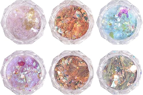 Miniatura 8 de QIMYAR 6 colores de sirena para arte de uñas, copos de purpurina de colores, copos de uñas de sirena, calcomanías de lentejuelas para uñas, arte de