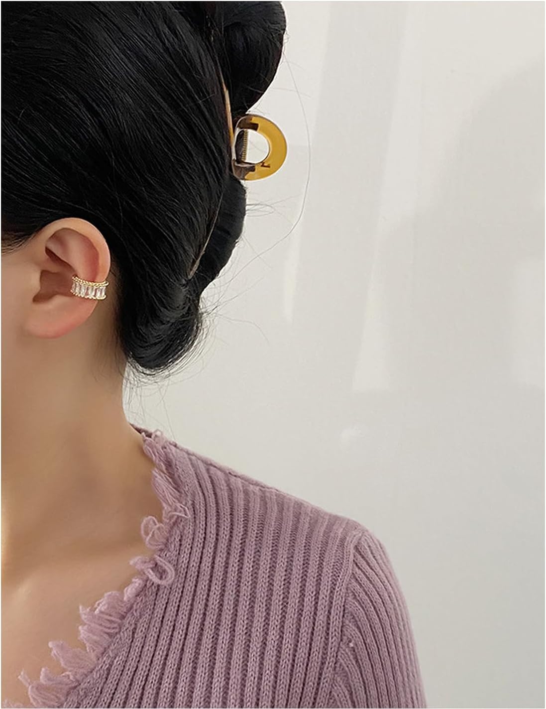 Ear Cuffs in 18K Gold - CZ Paved Hoop Conch Cuff Earrings for Women,Men - Sparkle Rhinestones Clip On Wrap Earrings Non Pierced - Image 6