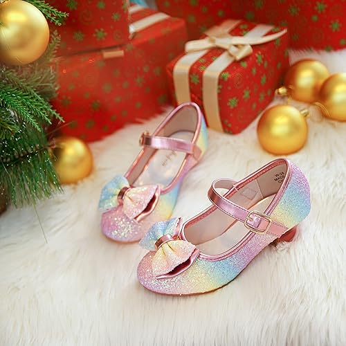 Miniatura 8 de Walofou Zapatos planos de princesa con tacón de fiesta de boda para niñas de flores para niños pequeños