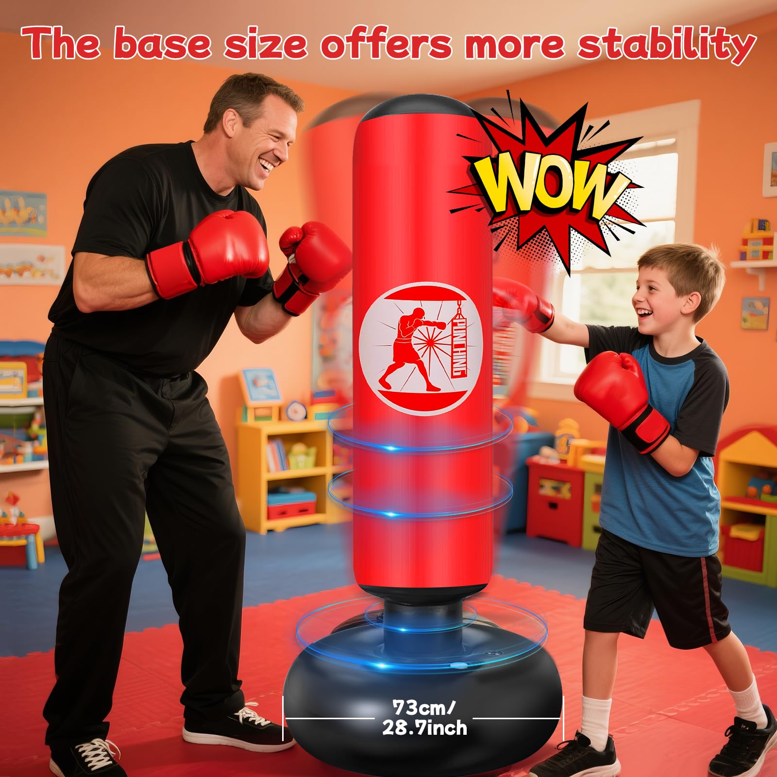 Ninonly Saco de Boxeo Niños, 160cm Saco de Boxeo Hinchable con Guantes y Bomba, Punching Ball 3 a 12 Años Regalos para Niños y Niñas, Bolsa de Box para Practicar MMA Karate Taekwondo
