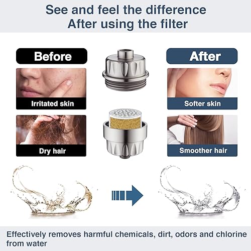 Miniatura 3 de BRIGHT SHOWERS Filtro de ducha, filtro de cabezal de ducha de alto rendimiento, filtración de 3 etapas para eliminación de agua dura y cloro, mejora