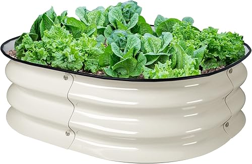 VEGEGA. Kit de cama de jardín elevada redonda de 2 x 2 x 0.66 pies, caja grande de acero inoxidable de zinc-aluminio y magnesio, para plantar
