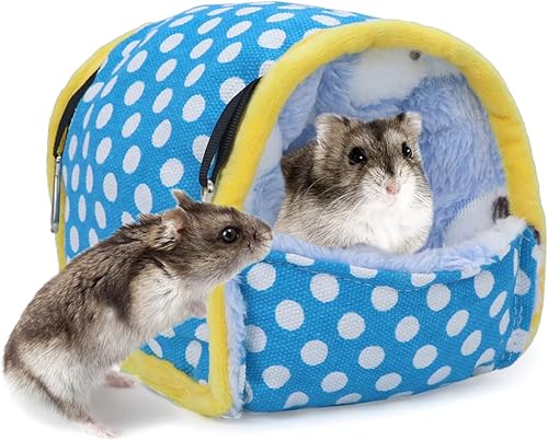 Miniatura 2 de Wontee Hamster Bed Hideout Sugar Glider Hamaca para animales pequeños, casa de cama cálida para hámsters, erizos, planeadores de azúcar, jerbos y