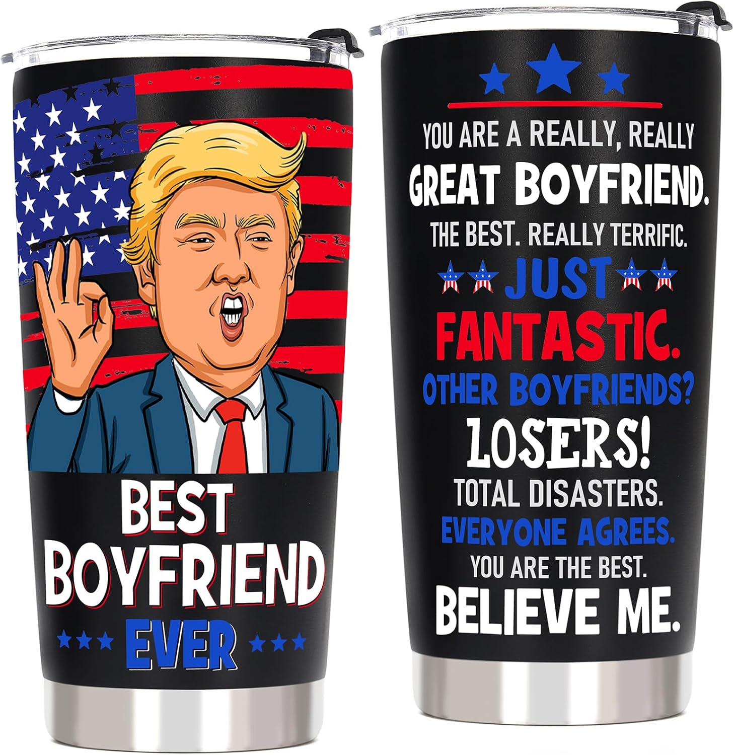 Valentines Day Gifts for Boyfriend Gifts from Girlfriend - Funny Anniversary Birthday Gift for Him Boyfriend Bf, Valentines Day Tumbler Cup, 20 OZ Stainless Steel Insulated Travel Coffee Tumbler Cup