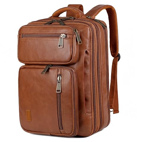 Baosha Vegan Leather Laptop Backpack Briefcase Hybrid 15 6 Inch Laptop Travel Backpack Hiking College Backpack for Men