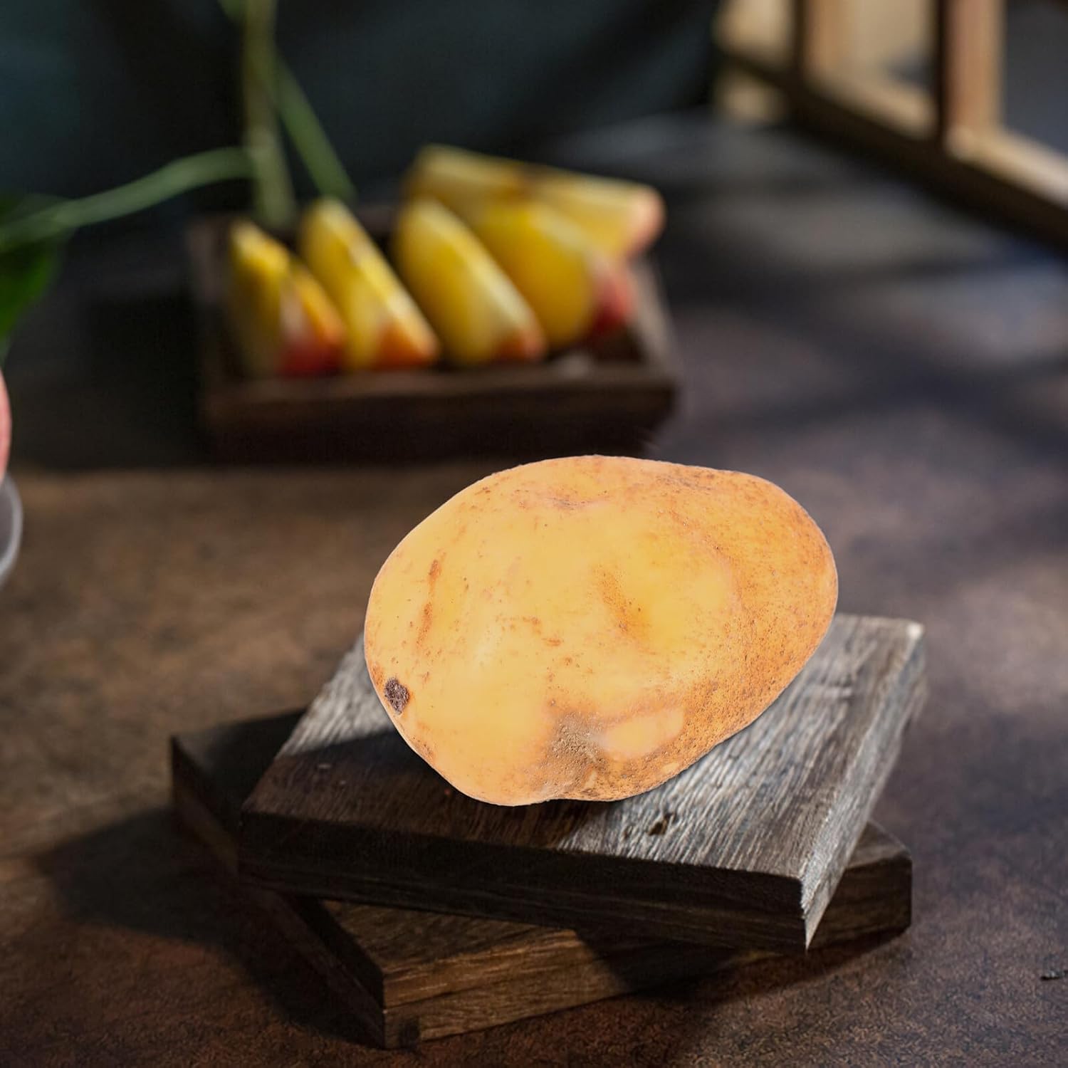 4pcs Lifelike Artificial Potatoes Small Potato Prop Realistic Faux Vegetable Models for Kitchen Home Garden Decoration Photography Props