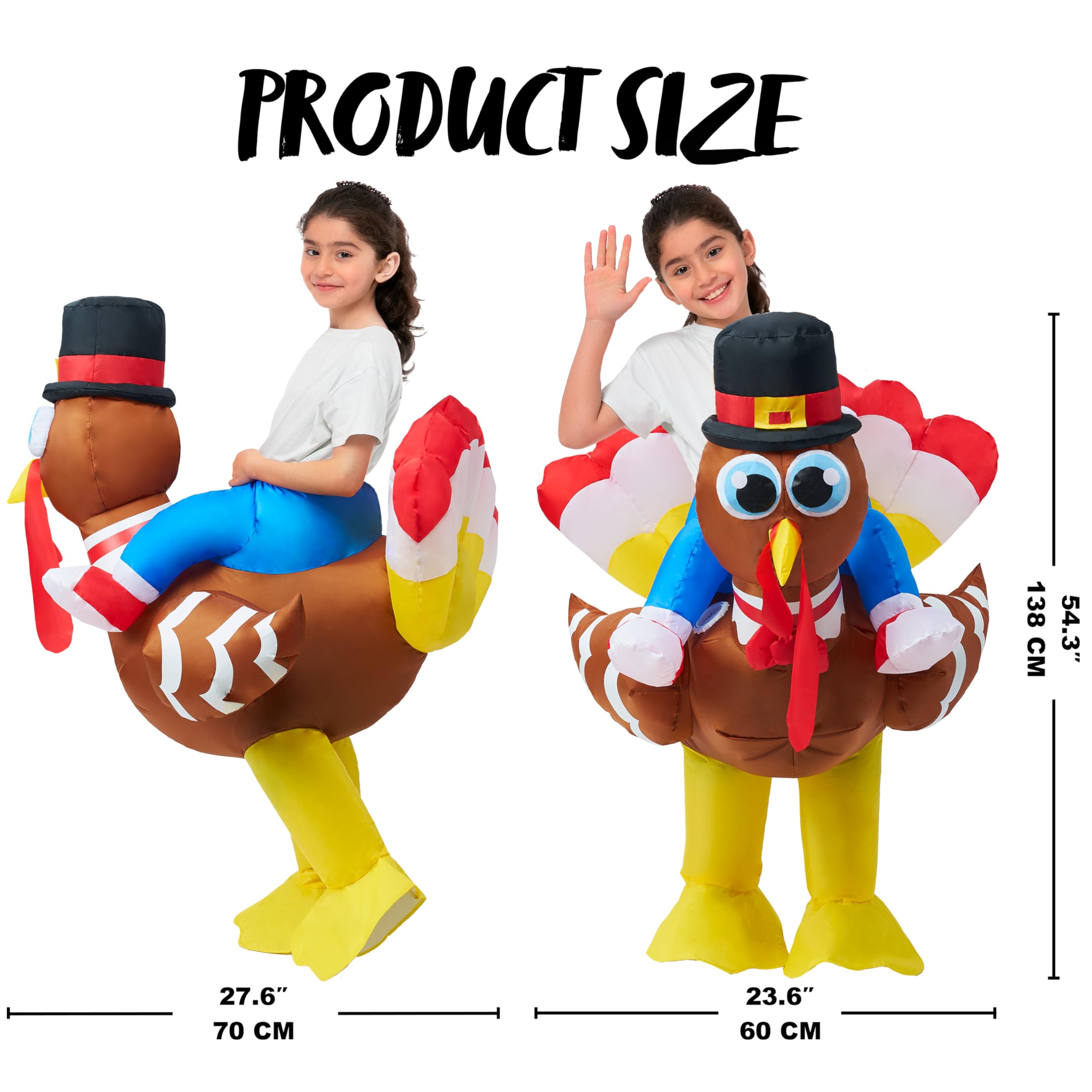 Disfraz inflable de pavo de Acción de Gracias para niños, disfraz inflable para montar en un pavo para fiesta de Halloween, evento de cosplay, disfraces inflables de Halloween 4