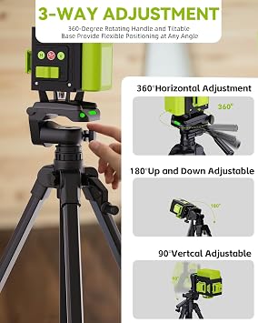 Laser Level Tripod Stand for Bosch: 61 Inch Lightweight Portable Adjustable Tripod for Laser Level with 3-Way Swivel Pan Head - 1/4 Thread Rotating Laser Level for Dewalt