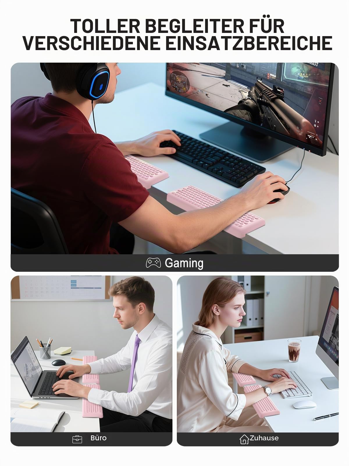 Hsurbtra L-förmige Schreibtisch-Ellenbogenpolster, 2-teiliges weiches Memory-Schaum-Ellenbogenstützpolster mit rutschfester Gummiunterseite, ergonomisches Schreibtischkantenkissen Handgelenkauflage