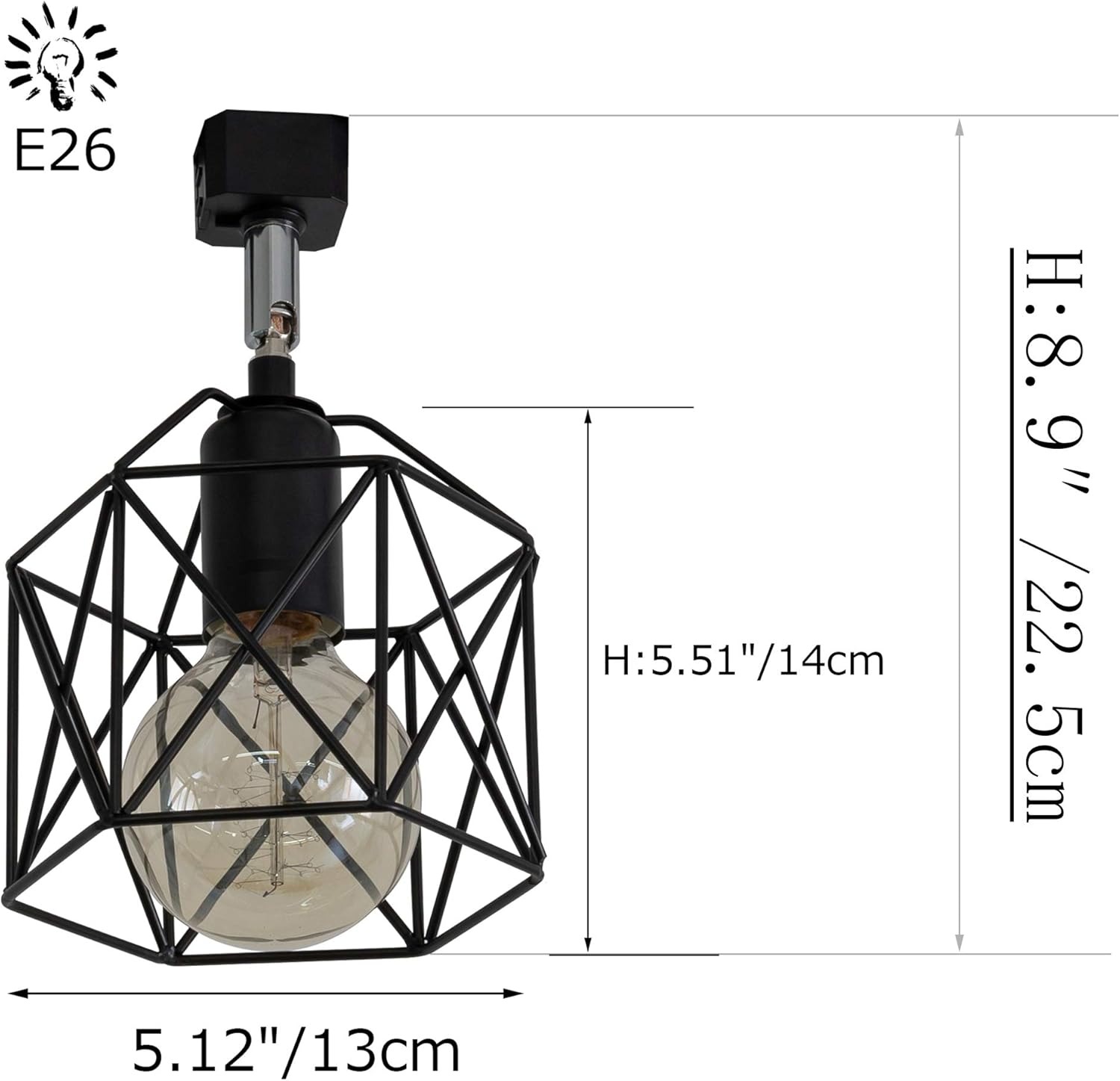 H Type Track Light,Black Iron Cage Ceiling Spot Lighting, Flexibly Rotatable Light Head, Adjustable Island Lighting Mini Halo Track Mounted Pendant Lamp for Kitchen Island,3 Light