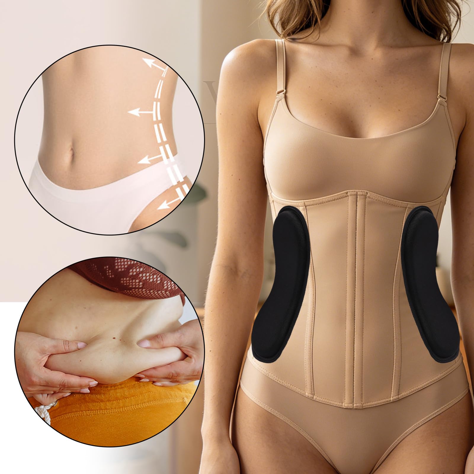 4uds Juego Tablas Compresión Abdominal, 360 Lateral Lipo Espuma Protectores Laterales con Almohadilla Compresión Abdominal Envoltura y Modelador Lumbar Espalda para Recuperación Post Cirugía