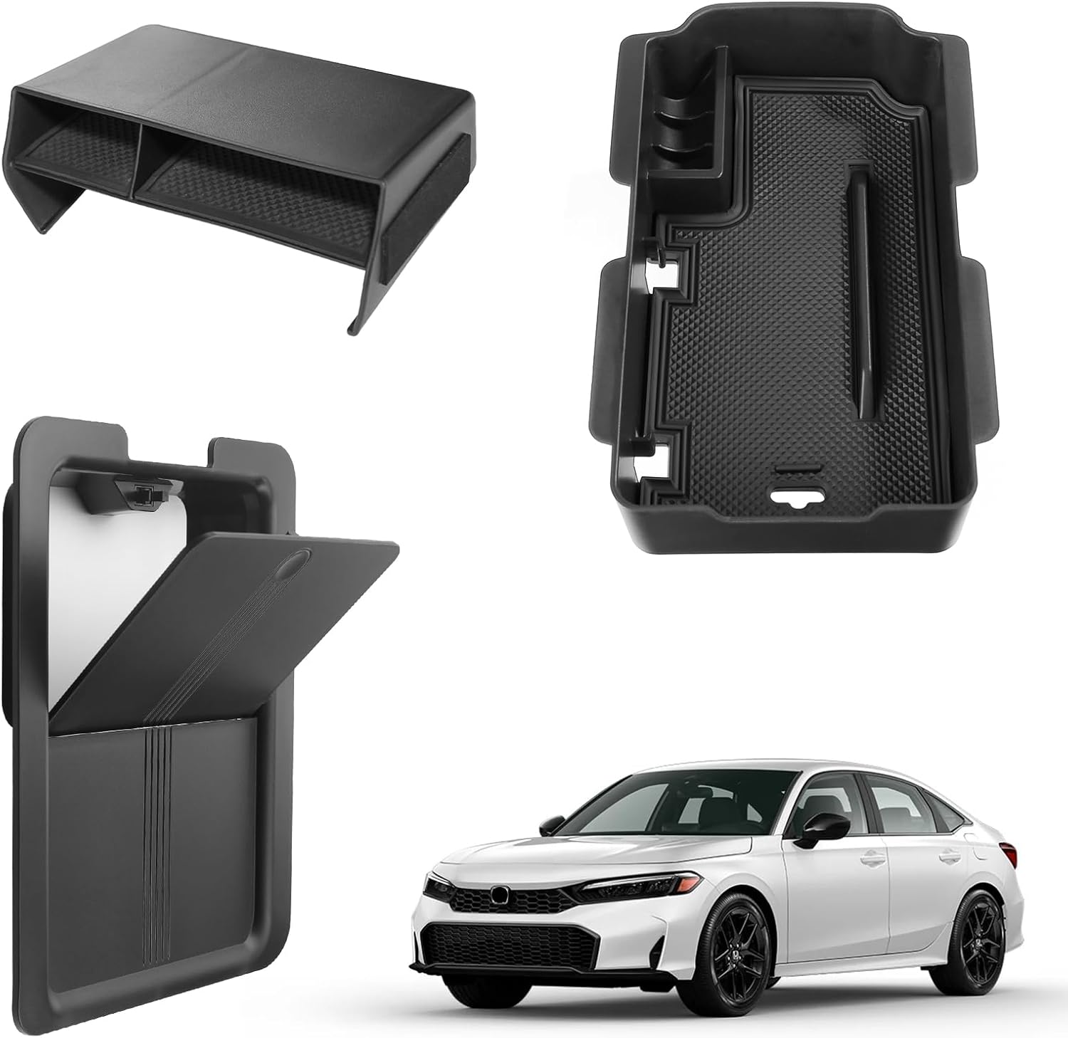 3PCS Compatible with Honda Civic Accessories Center Console Storage Case Armrest Tray Glove Box Organizer Hidden Storage Compartment for Civic 2026 2025 2024 2023 2022 Accessories