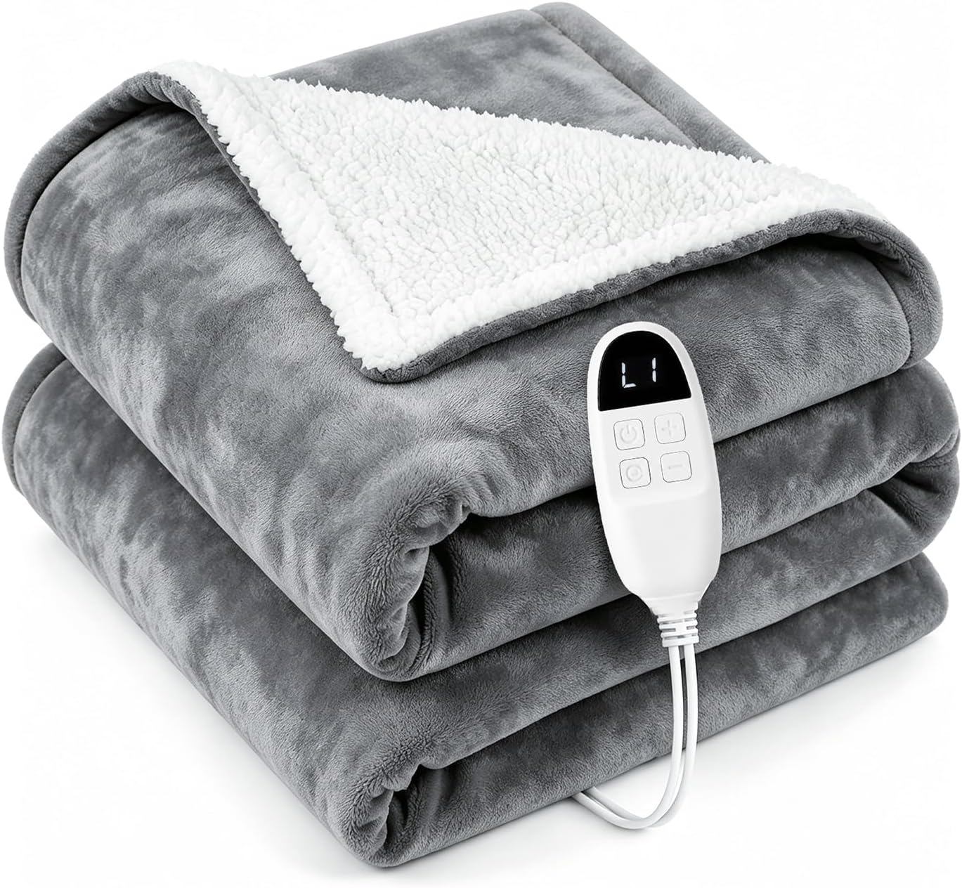 Heated Blanket Electric Blanket, Cozy Soft Flannel & Plush Sherpa Fleece Warm Heater Throw Blanket with Fast Heating & Auto-Off Over-Heat Protection, ETL Certification ，50" x 60" (Red)