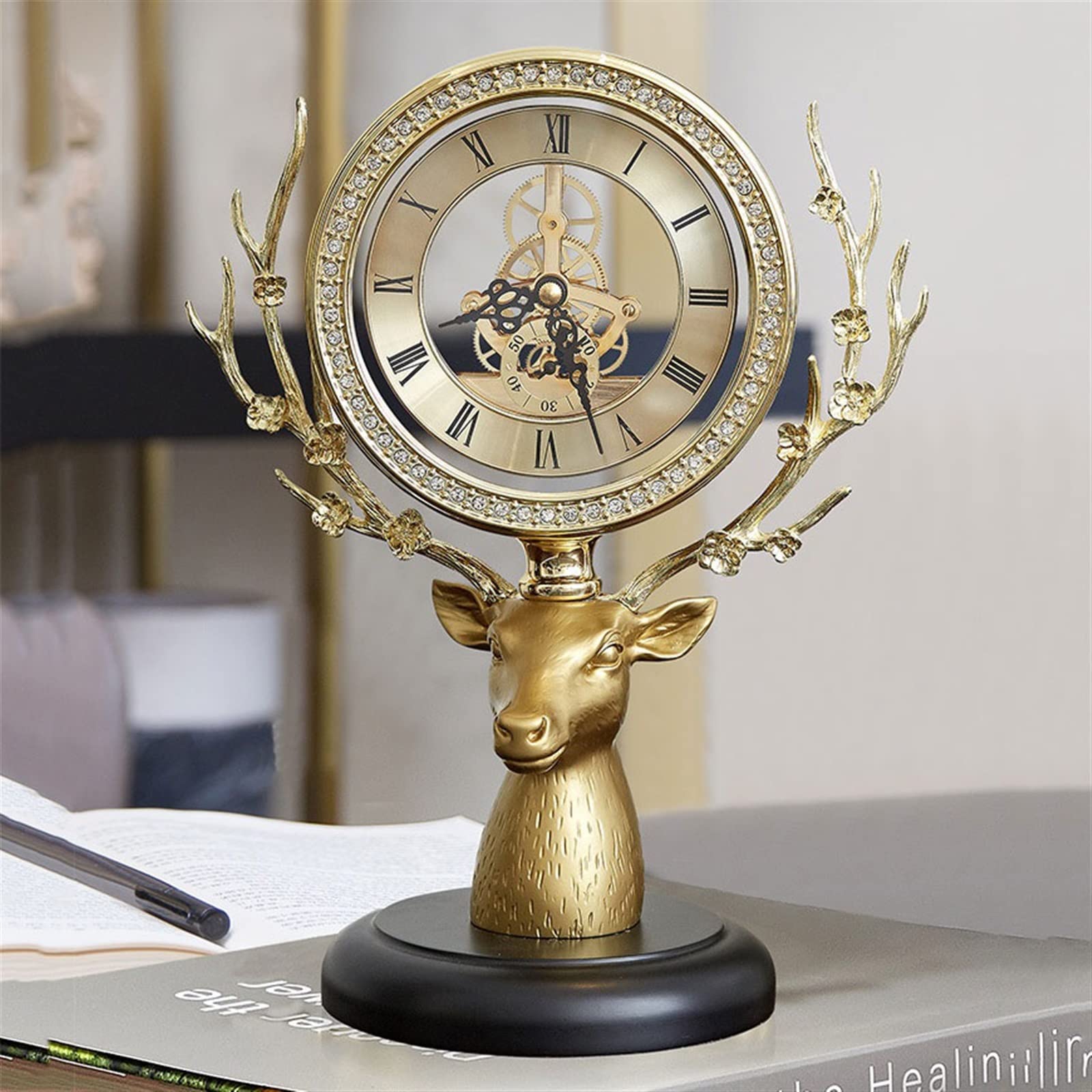 Décorative Horloge européenne en métal, lumière de Table de Salon, Horloge silencieuse de Luxe, décoration de la Maison pour Bureau Chambre Table