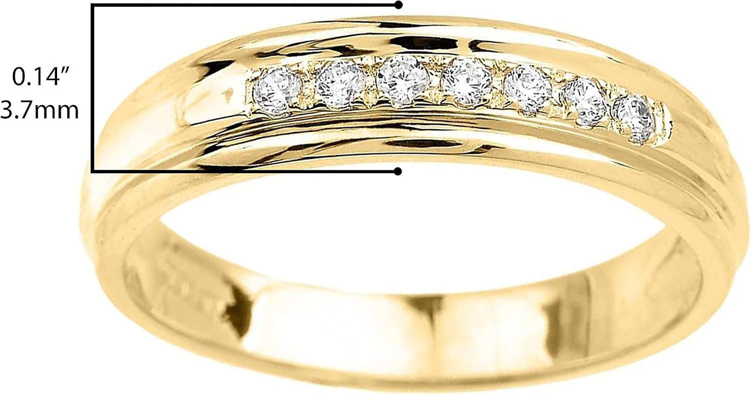 10k Yellow Gold 1/5 CTTW Men's & Women's Diamond Wedding Band (K-M Color, I1-I2 Clarity) - Size 4