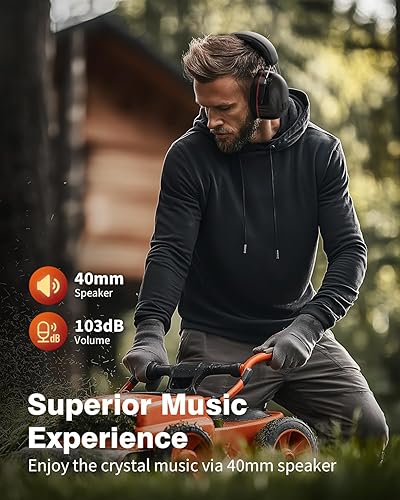 Miniatura 5 de Auriculares de protección auditiva Bluetooth 6.0 con tiempo de trabajo de 120 horas, SNR de 30 dB, calidad de sonido estéreo superior, botones más