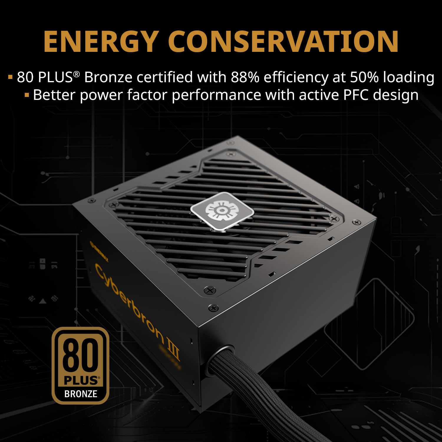 ENERMAX CYBERBRON III 750 W | niemodułowy zasilacz ATX 3.1 | PCIe 5.1|80 Plus Bronze|cichy wentylator FDB 120 mm | DC do DC z jap. Kondensatory|EMB750EWT-NAC