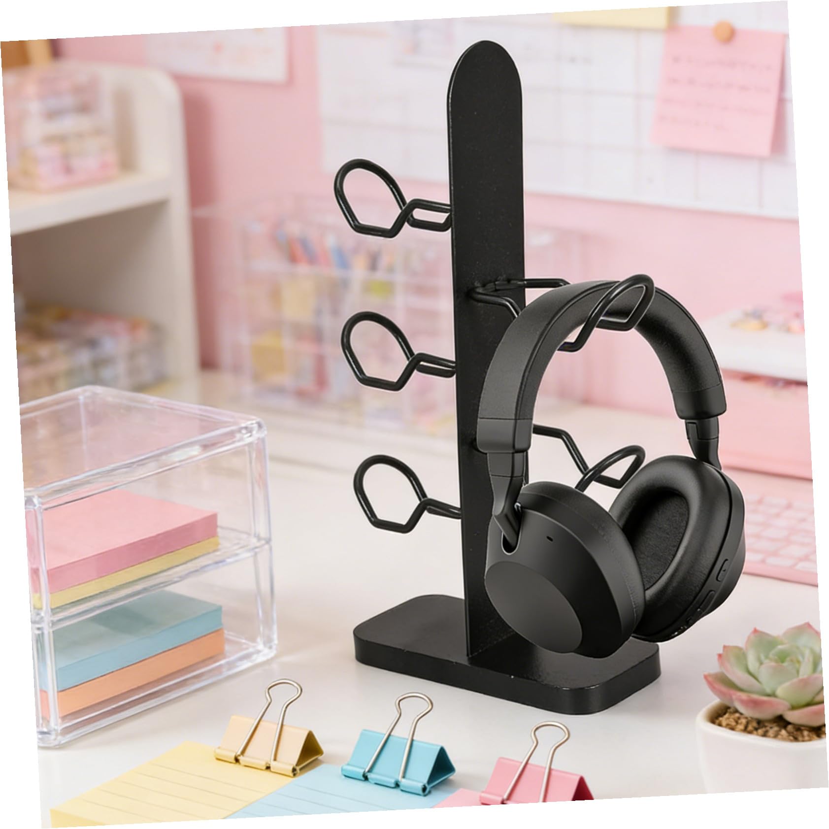 COHEALI Accessorio Mantenere Multifunzione in e Ferro 3 Nero Strati a Supporto per Gaming per Organizzare Ordine Controller Cuffie da Scrivania Postazione Gamer Gioco