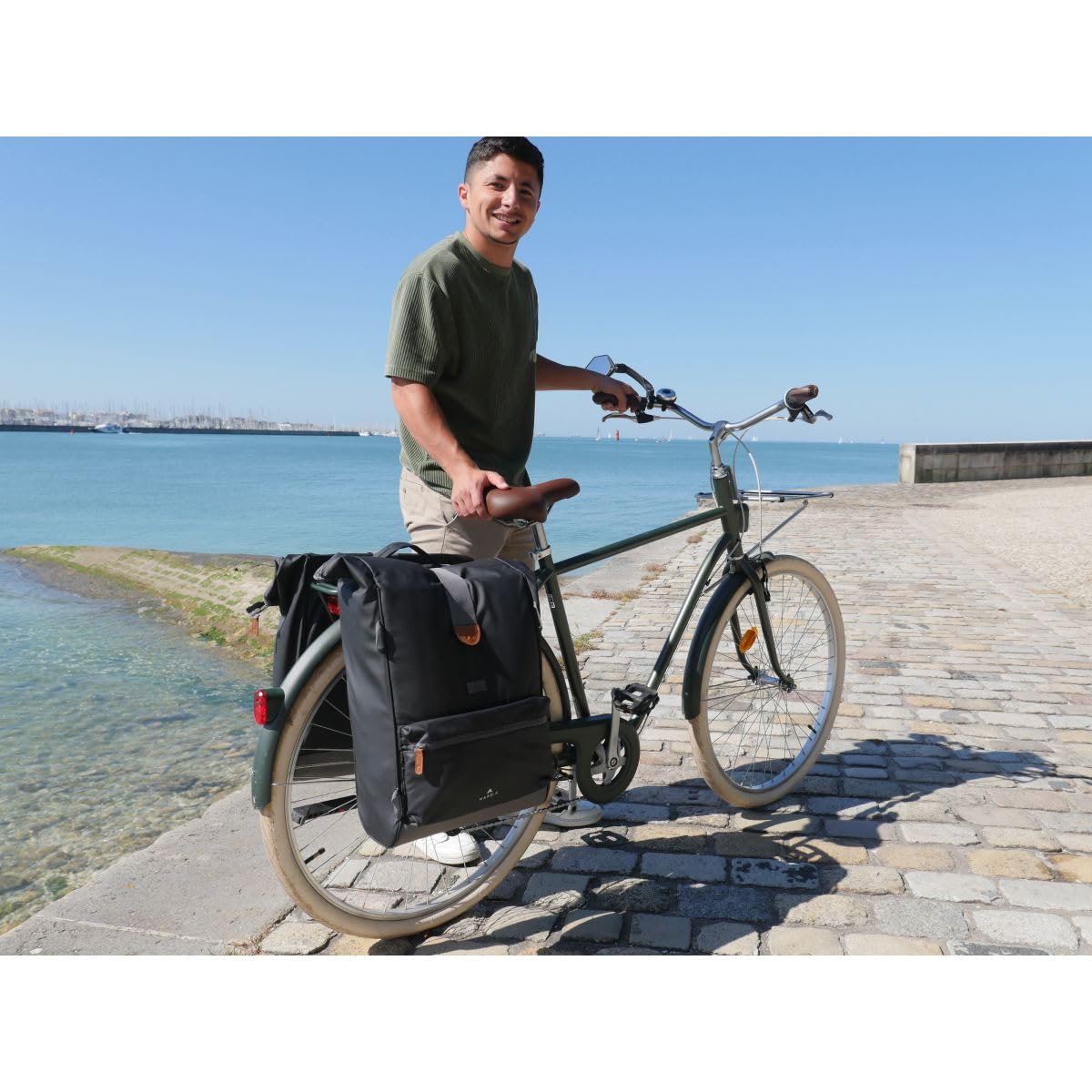 Hapo-G - Sacoche vélo Porte Bagage arrière - Waterproof - Capacité de 50L, 2 x 25L - Noir - 33 x 16 x 61 cm - Accessoire vélo électrique (VAE), VTT, VTC, Ville