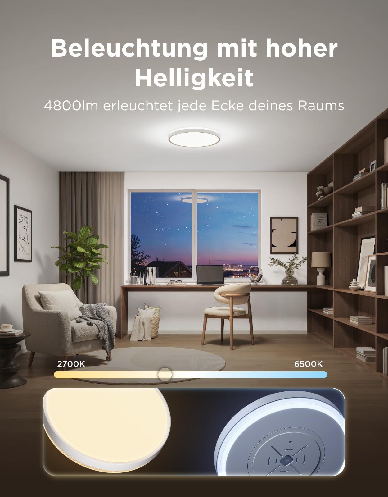 Govee RGBICWW Deckenlampe Pro55W, 4800lm LED Deckenleuchte Dimmbar,Ø45,5cm | 2700K–6500K für 20–30m², 74+ Szenen, Kompatibel mit Matter/Alexa/Google, Einfache Installation, Wohnzimmer Schlafzimmer