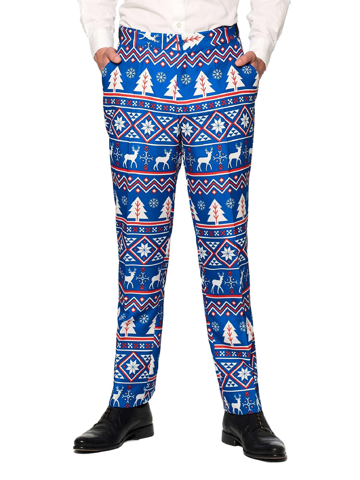 Suitmeister Herren Men Suit Business-Anzug Hosen-Set,Christmas Blau Nordic,L
