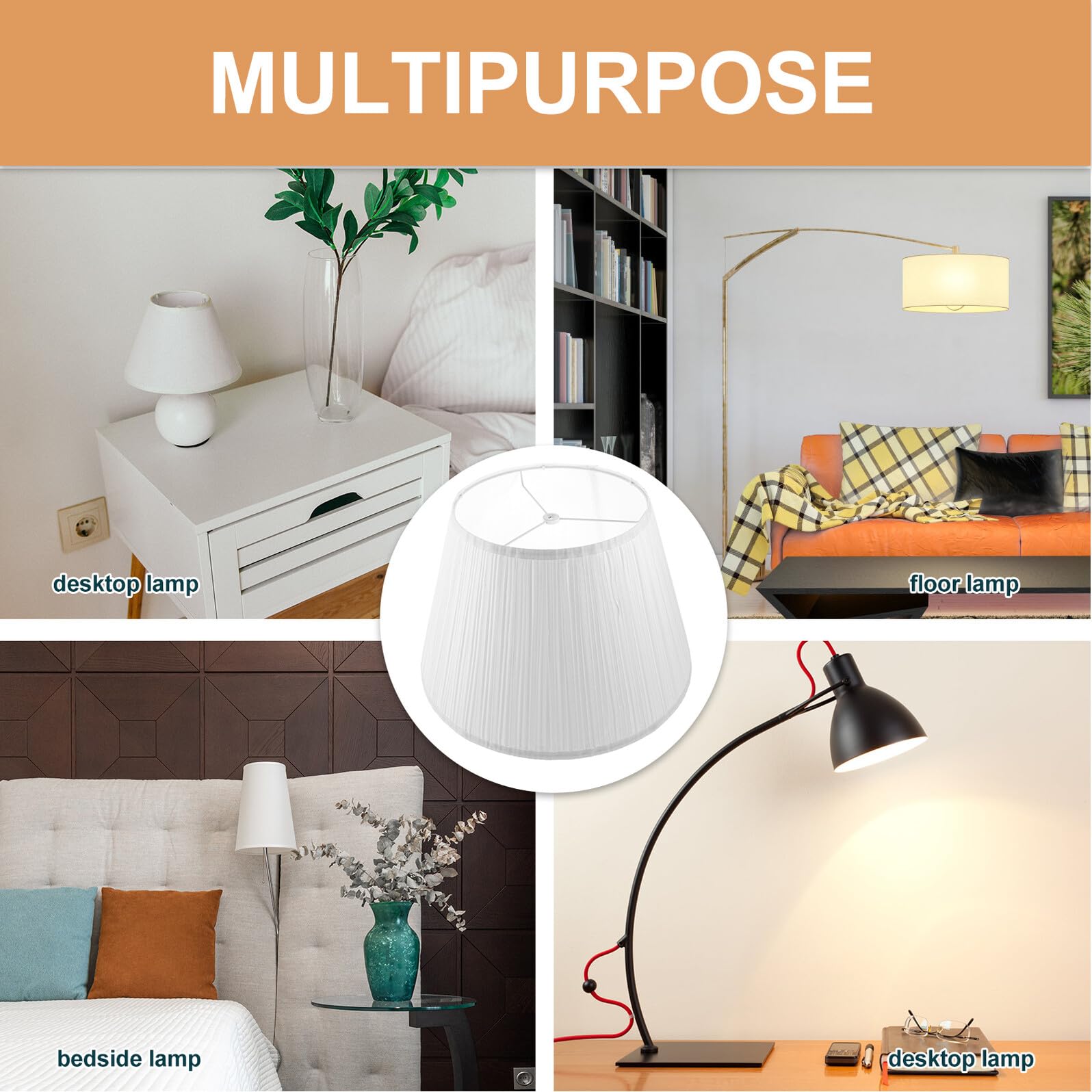 VALICLUD Abat-jour Demi-cercle en Tissu Rayé, Petit Abat-jour en Lin Armature Métallique, Compatible Lampe de Table et Lampadaire, Abat-jour Intérieur Polyvalent pour Bureau, Salon
