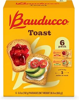 Bauducco Light Crispy Toast - Original & Whole Wheat Ready-to-Eat Breakfast Sandwich Bread, No Artificial Flavors, 30oz 6-Pack