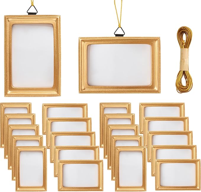 Amazon.com - Yalikop 20 Pcs Mini Gold Frames with Hooks and Rope ...