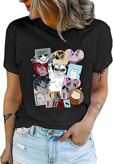 Graphic Tees for Women - Music Festival World Tour Top Cat Shirt Fan Casual Letter Print Country Concert Outfits