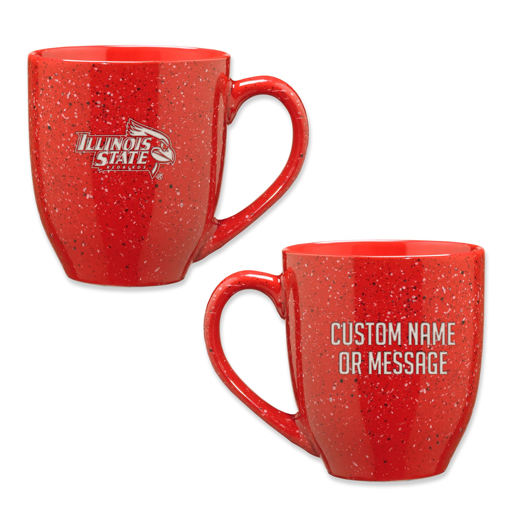 Rico Industries NCAA Illinois State Redbirds Red Personalized 16 oz Team Color Laser Engraved Speckled Ceramic Coffee Mug