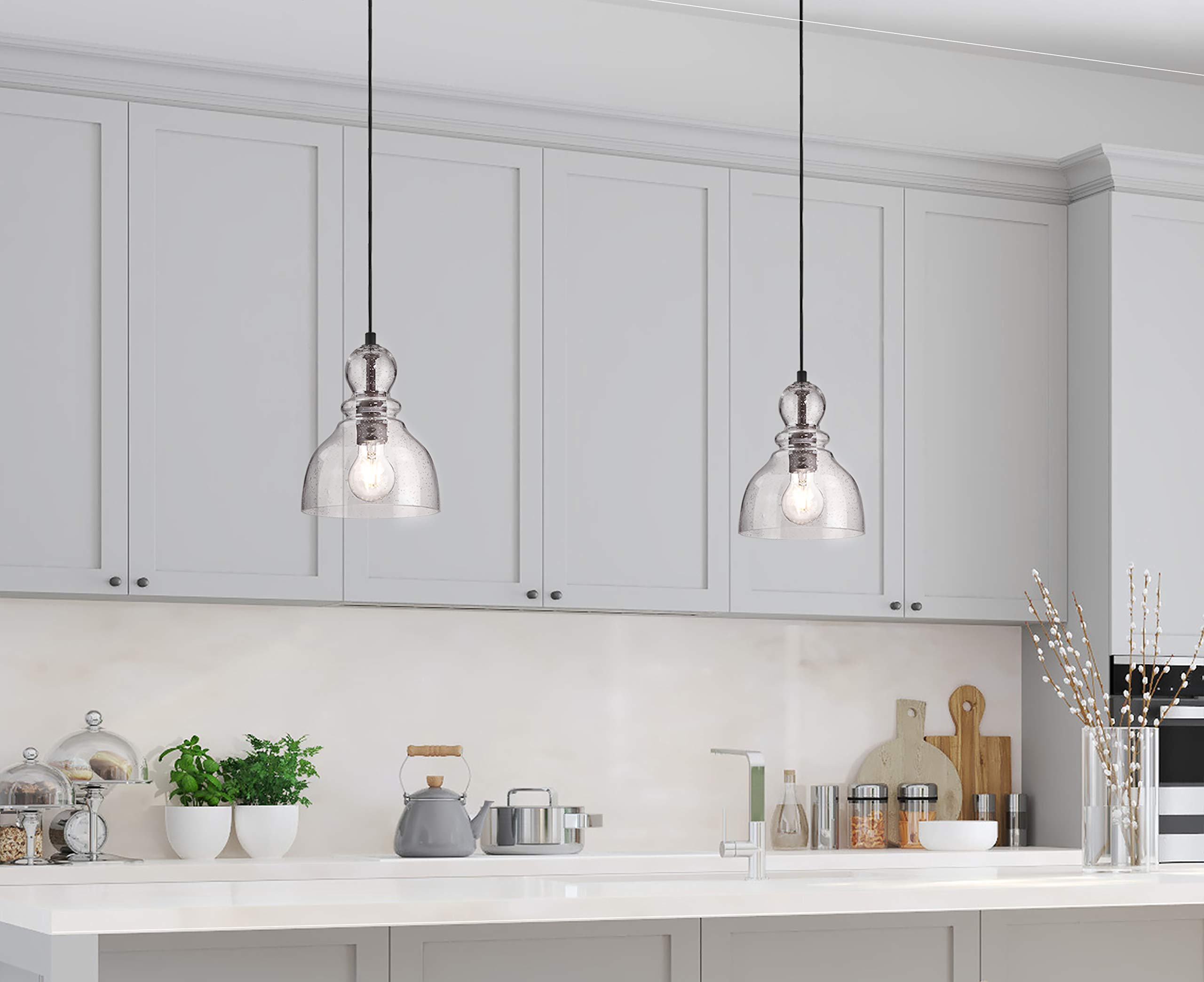 61008 Einflammige Pendelleuchte von Westinghouse Lighting für den Innenbereich, Ausführung in geölter Bronze mit klarem Antikglas