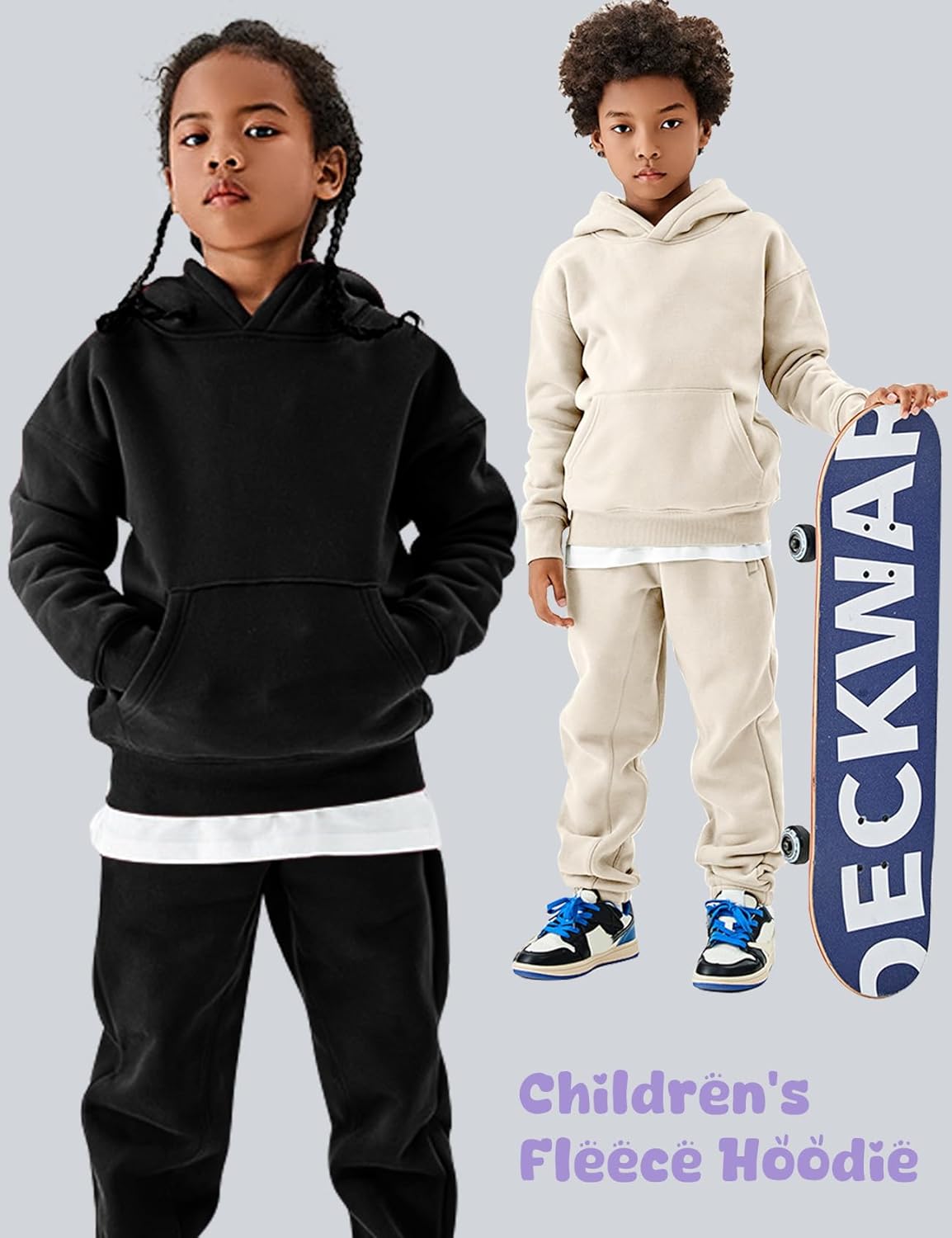 Kissonic Unisex Boys Girls Fleece Hoodies Sweatshirt Long Sleeve Pullover with Pockets 5-14 Years - Image 5