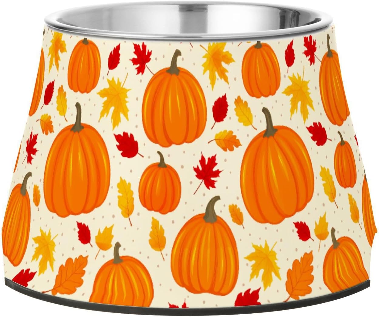 Autumn Fall Pumpkin Maple Leaves Thanksgiving Pet Bowl Elevated Dog Bowls with Stainless Steel, Raised Dog Bowl for Comfortable Feeding and Easy Cleaning, for Pets.23301638