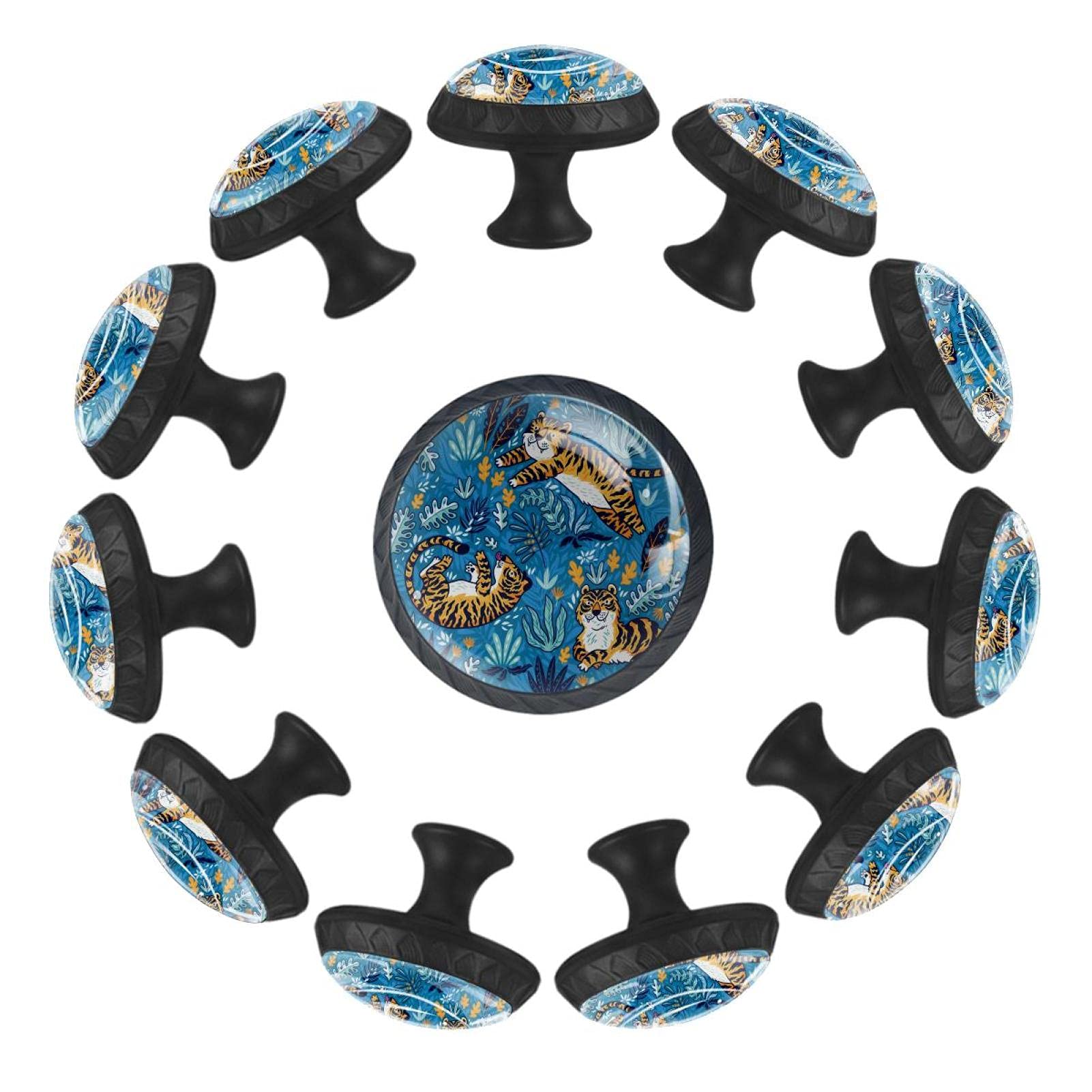Boutons de tiroir pour commode enfant avec motif de tigre de la jungle