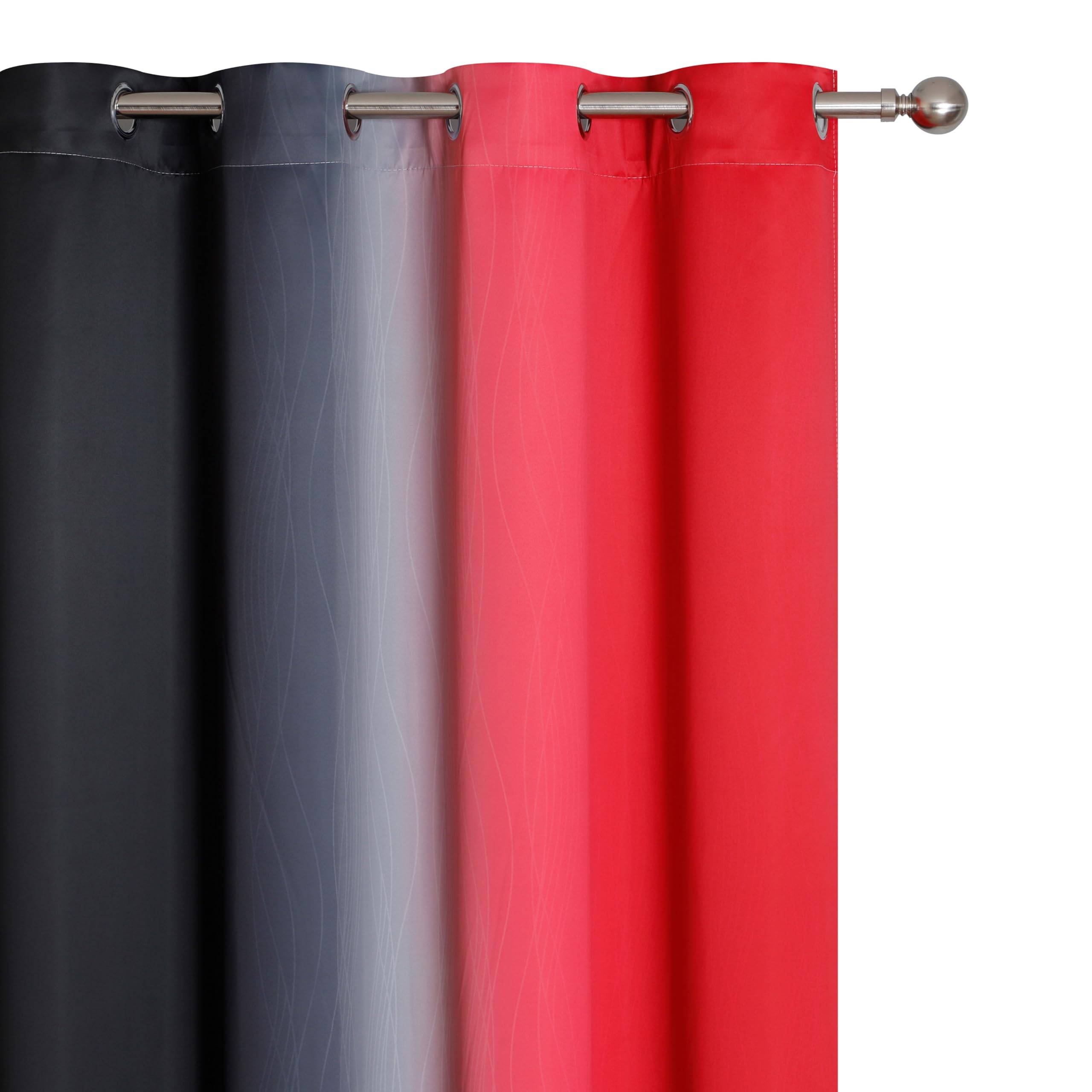 VEHEDE Ombre Red and Black Thermal Blackout Curtains 84 Inch Drop for Living Room Gradient Light Blocking Curtains for Bedroom Noise Reducing Windows Curtain with Eyelet - Image 4