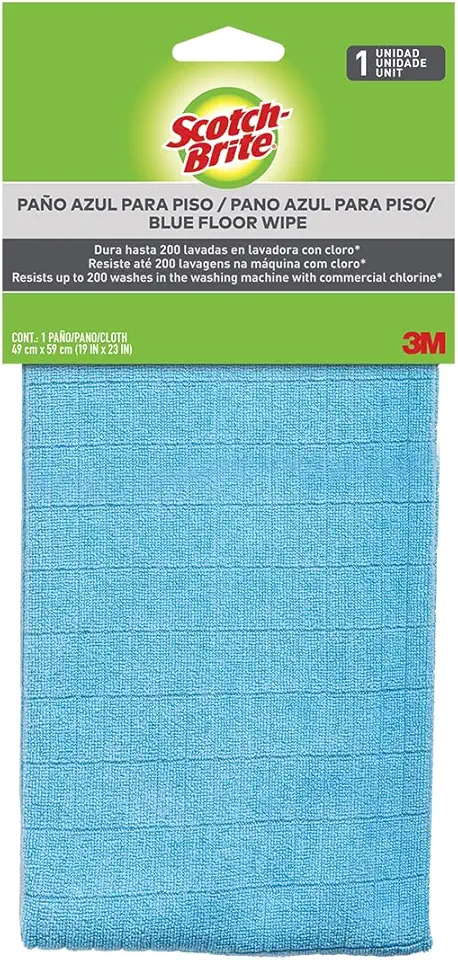 3M, Super Pano de Chão Scotch-Brite, Para Limpeza, Lavável e Reutilizável, Azul, 1 unidade