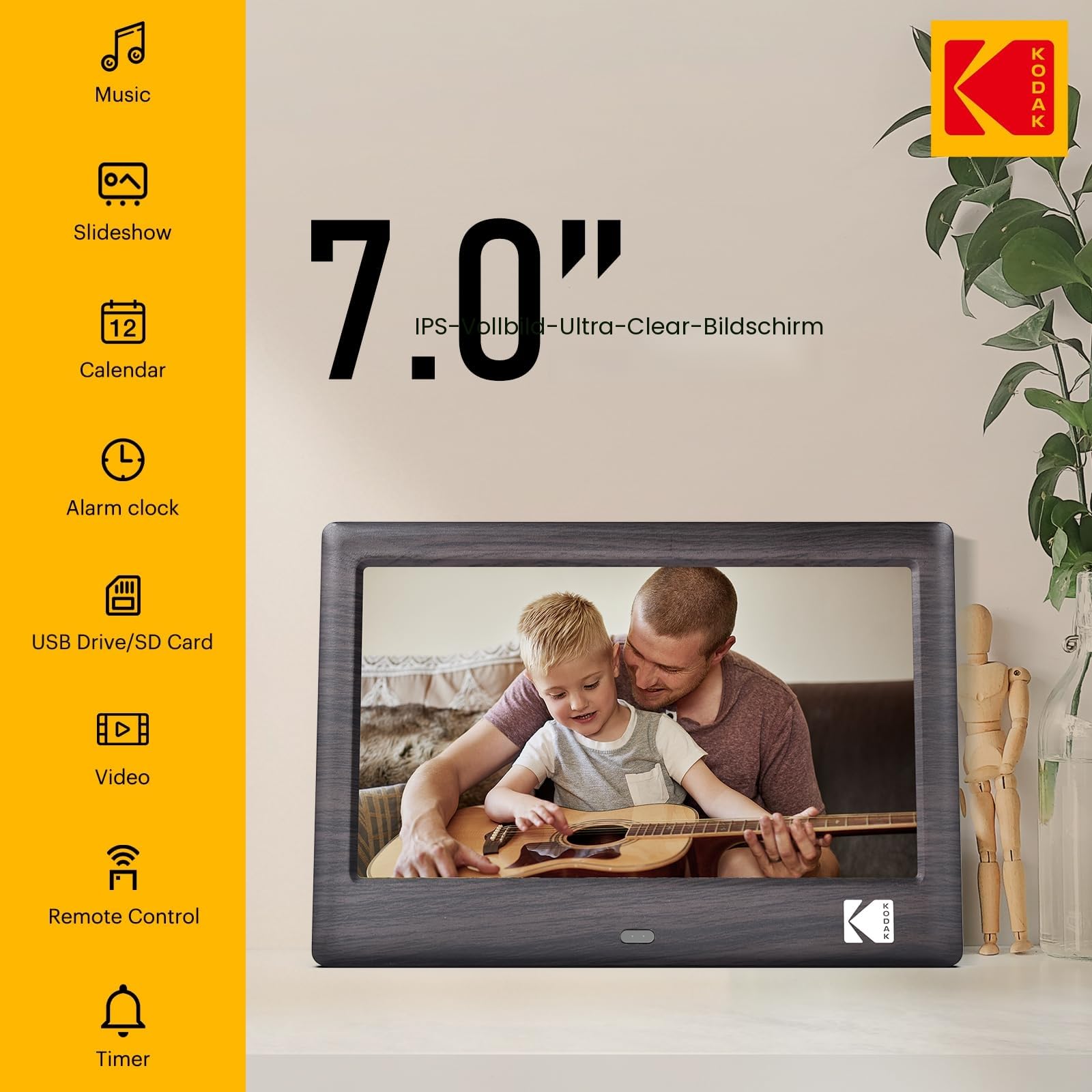 Kodak Digitaler Bilderrahmen 7 Zoll Elektronischer Fotorahmen