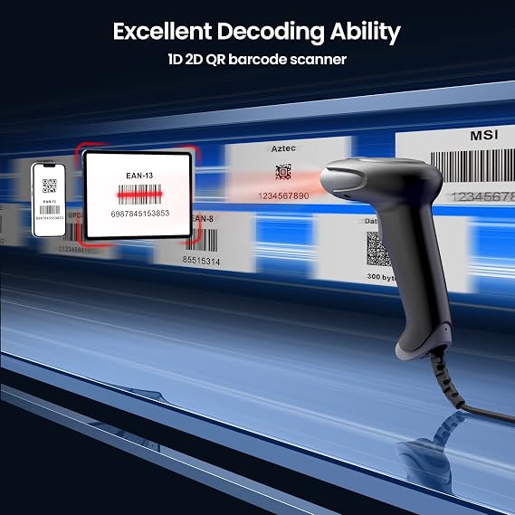 Eyoyo Handheld 1D 2D QR USB Wired Barcode Scanner for Computer
