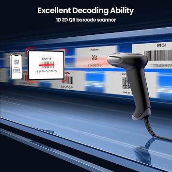 Eyoyo Handheld 1D 2D QR USB Wired Barcode Scanner for Computer