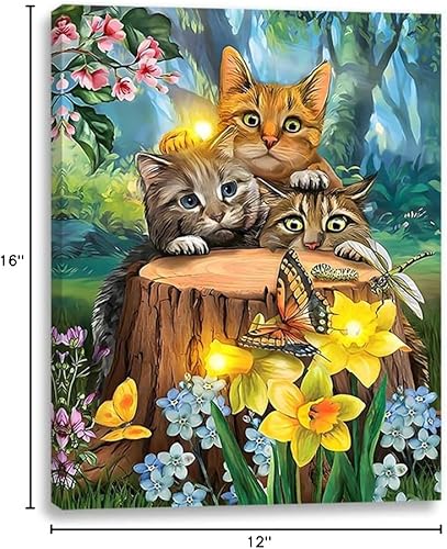 Miniatura 52 de alottagifts Cardinals Birdhouse - Lienzo decorativo iluminado para pared, 16 x 12 pulgadas con temporizador, diseño de lienzo LED para pared, obra