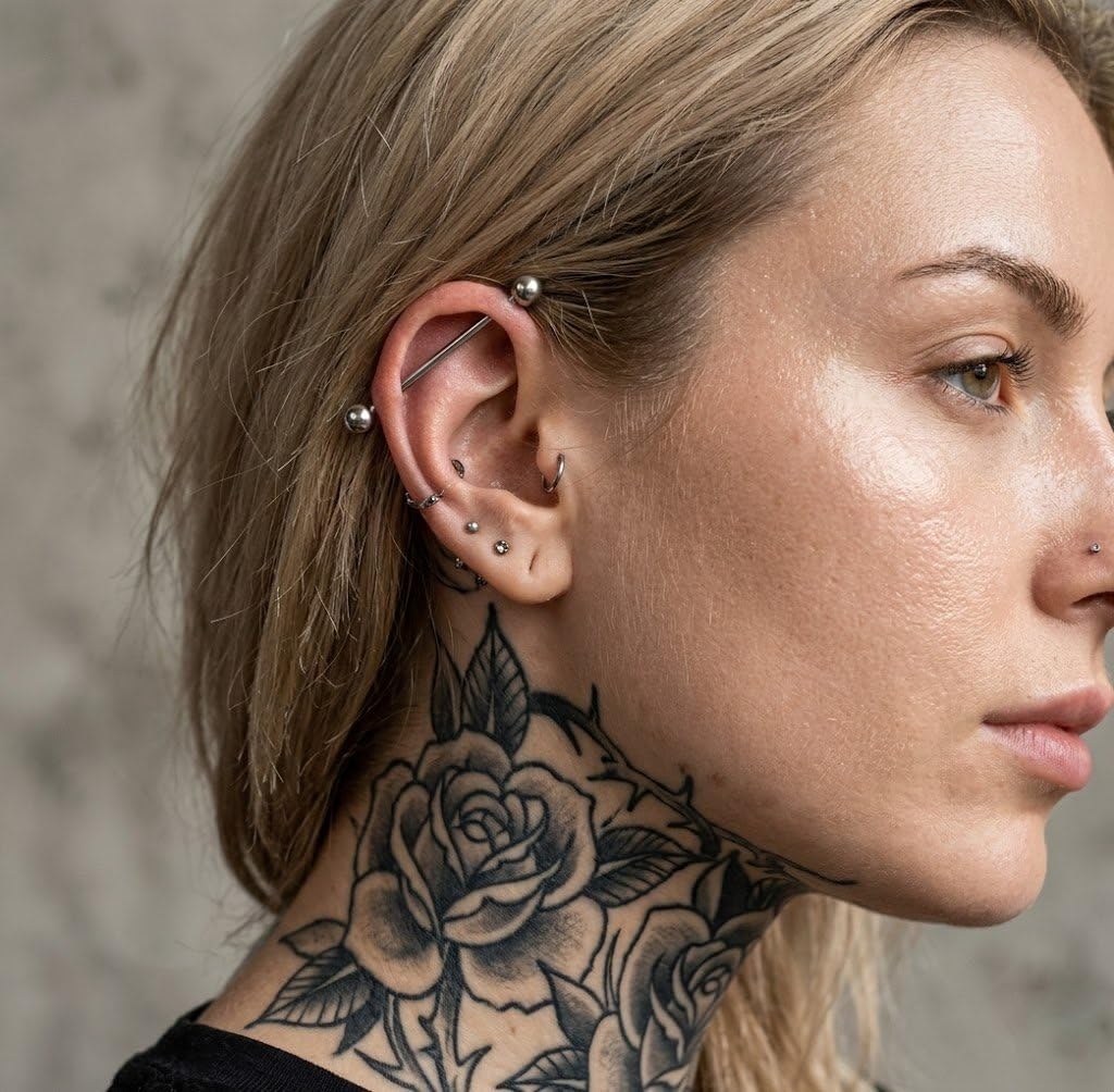 Via Mazzini Surgical Steel Unisex Industrial Scaffold Bar Barbell For Upper Ear Cartilage For Men and Women (BB0039) 1 Pair 1