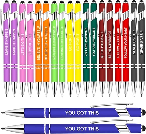 Miniatura 10 de 100 bolígrafos inspiradores - Bolígrafos de bola en masa motivacionales con citas, punta de lápiz óptico, regalos para la escuela, compañeros de