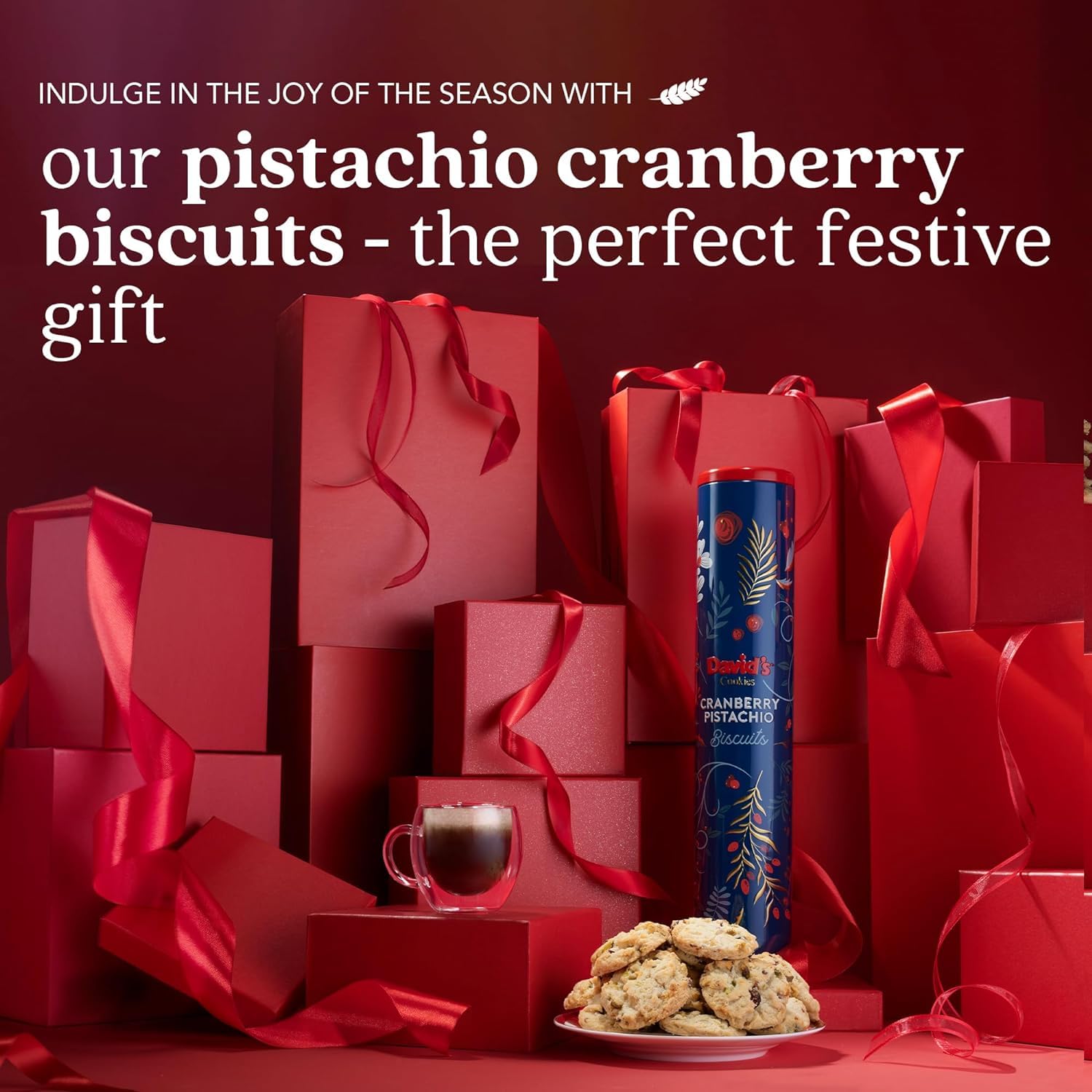 David’s Cookies Cranberry Pistachio Biscuits Gift Tin – 1 Pack image 5